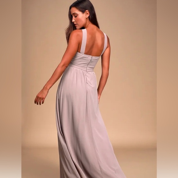 Lulu’s taupe floor length dress size M - Picture 3 of 8